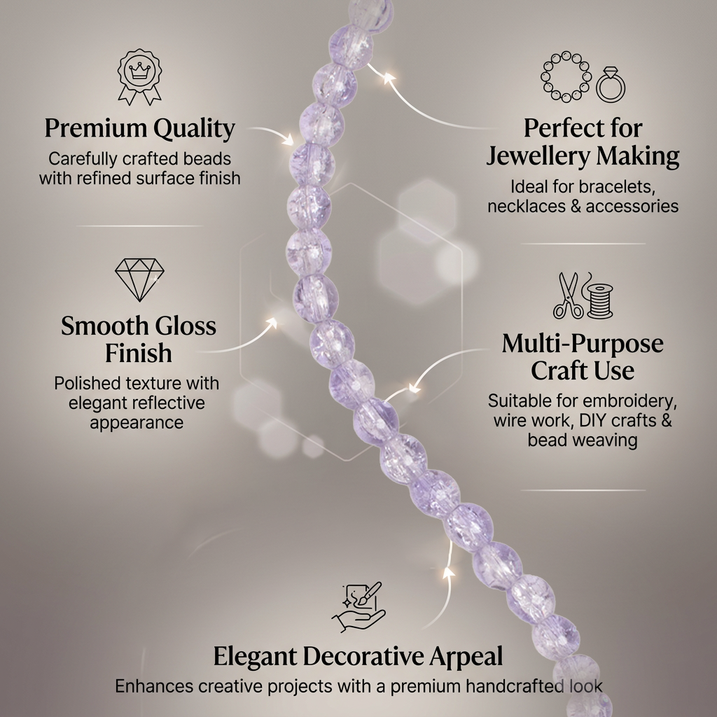 Crackle Glass Beads Light Grape 8mm 35 Beads 1string