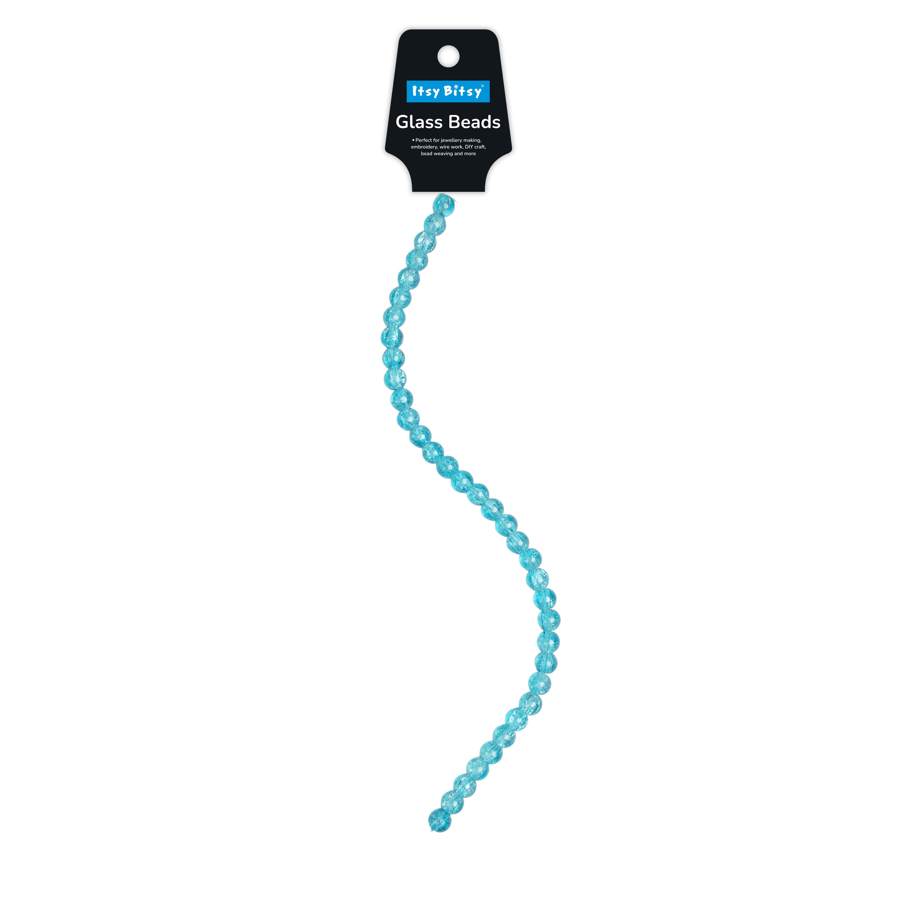 Crackle Glass Beads Aqua Blue 8mm 35 Beads 1string