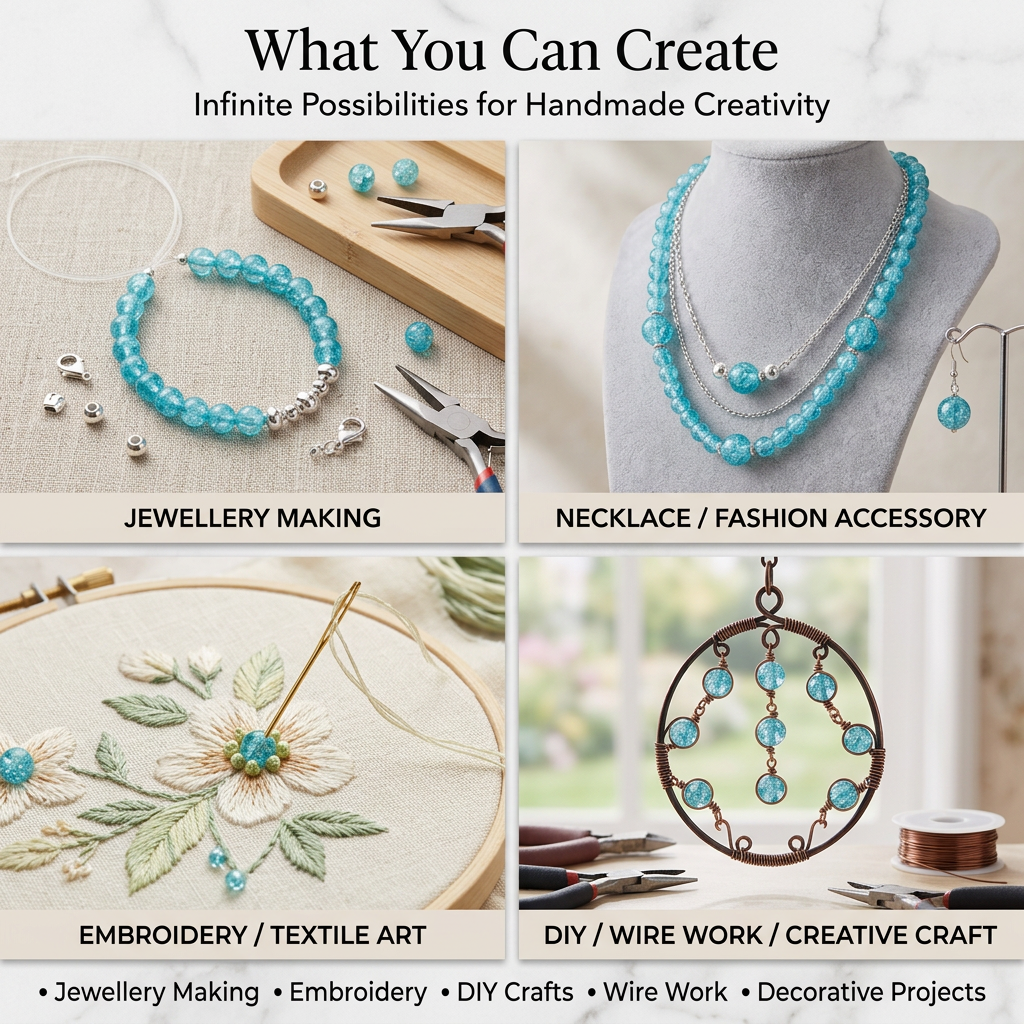 Crackle Glass Beads Aqua Blue 8mm 35 Beads 1string