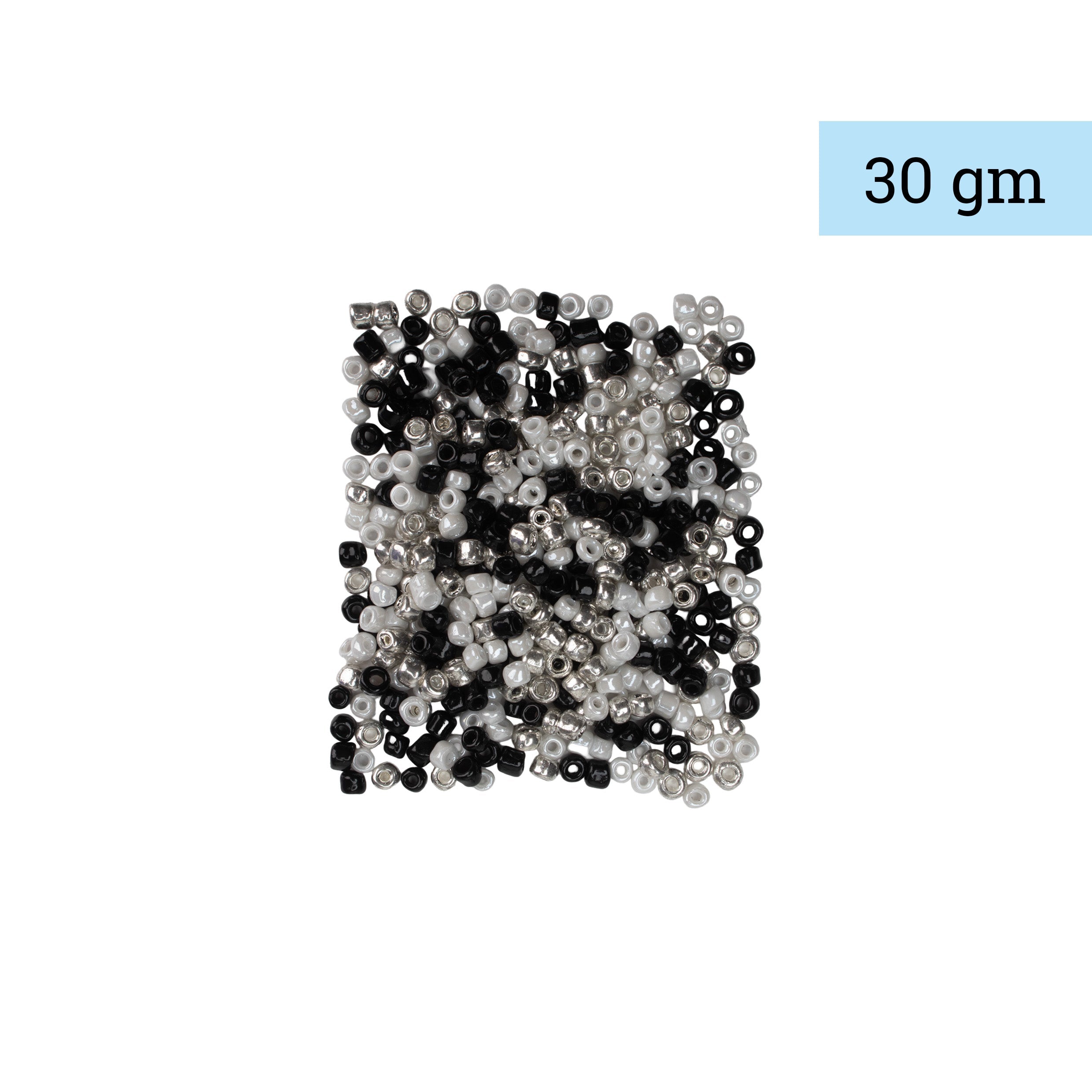 My Bead Studio Seed Beads Black & White 30gm 1PC