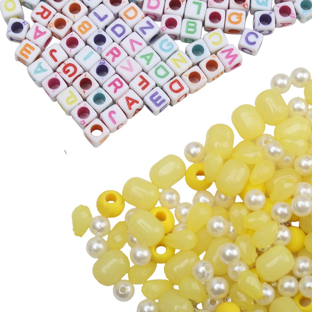 My Bead Studio Alphabet Beads with Assorted Beads Misty Lemon 80gm 1PC