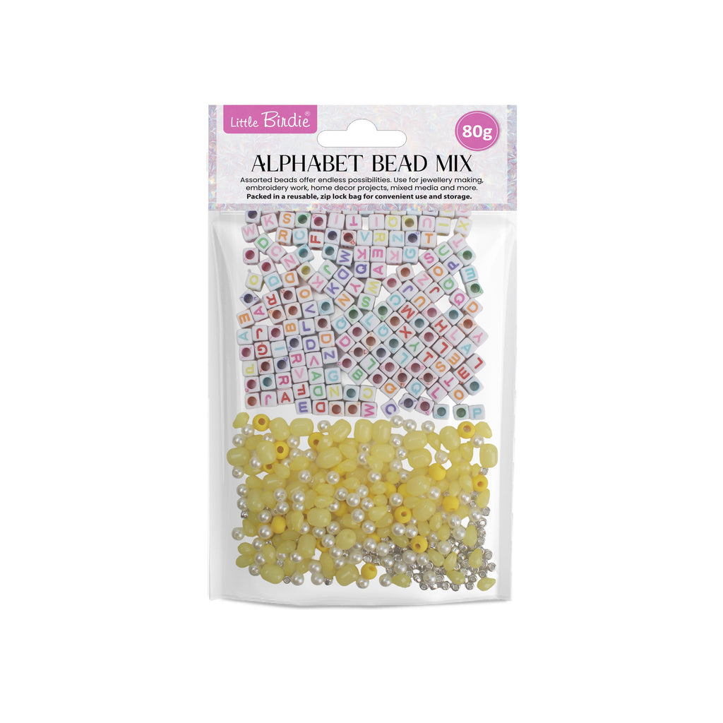 My Bead Studio Alphabet Beads with Assorted Beads Misty Lemon 80gm 1PC