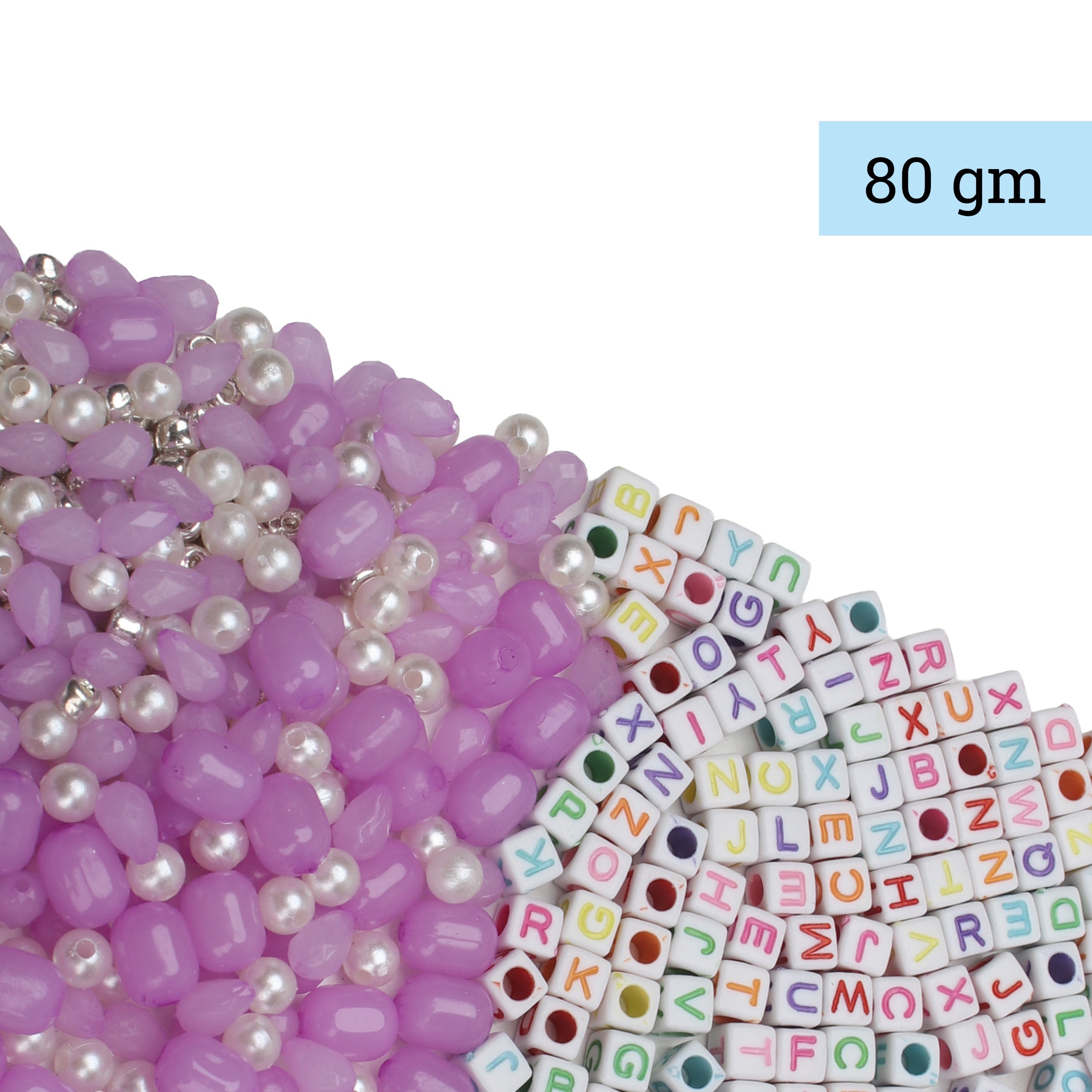 My Bead Studio Alphabet Beads with Assorted Beads Lavender Orchid 80gm 1PC