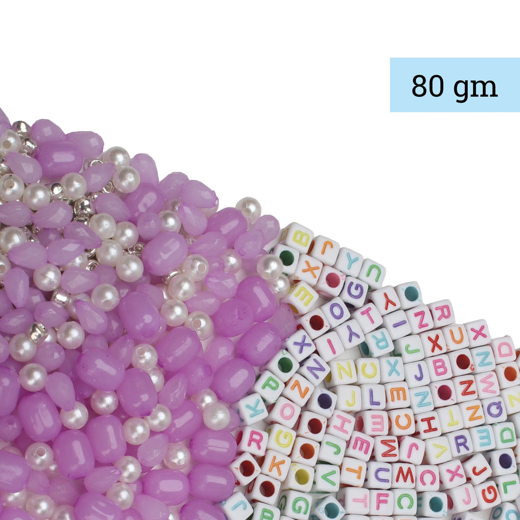 My Bead Studio Alphabet Beads with Assorted Beads Lavender Orchid 80gm 1PC