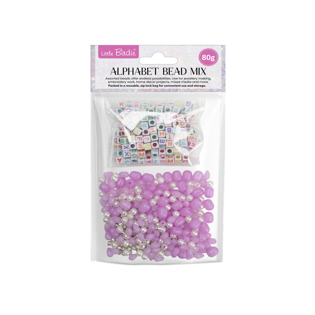 My Bead Studio Alphabet Beads with Assorted Beads Lavender Orchid 80gm 1PC