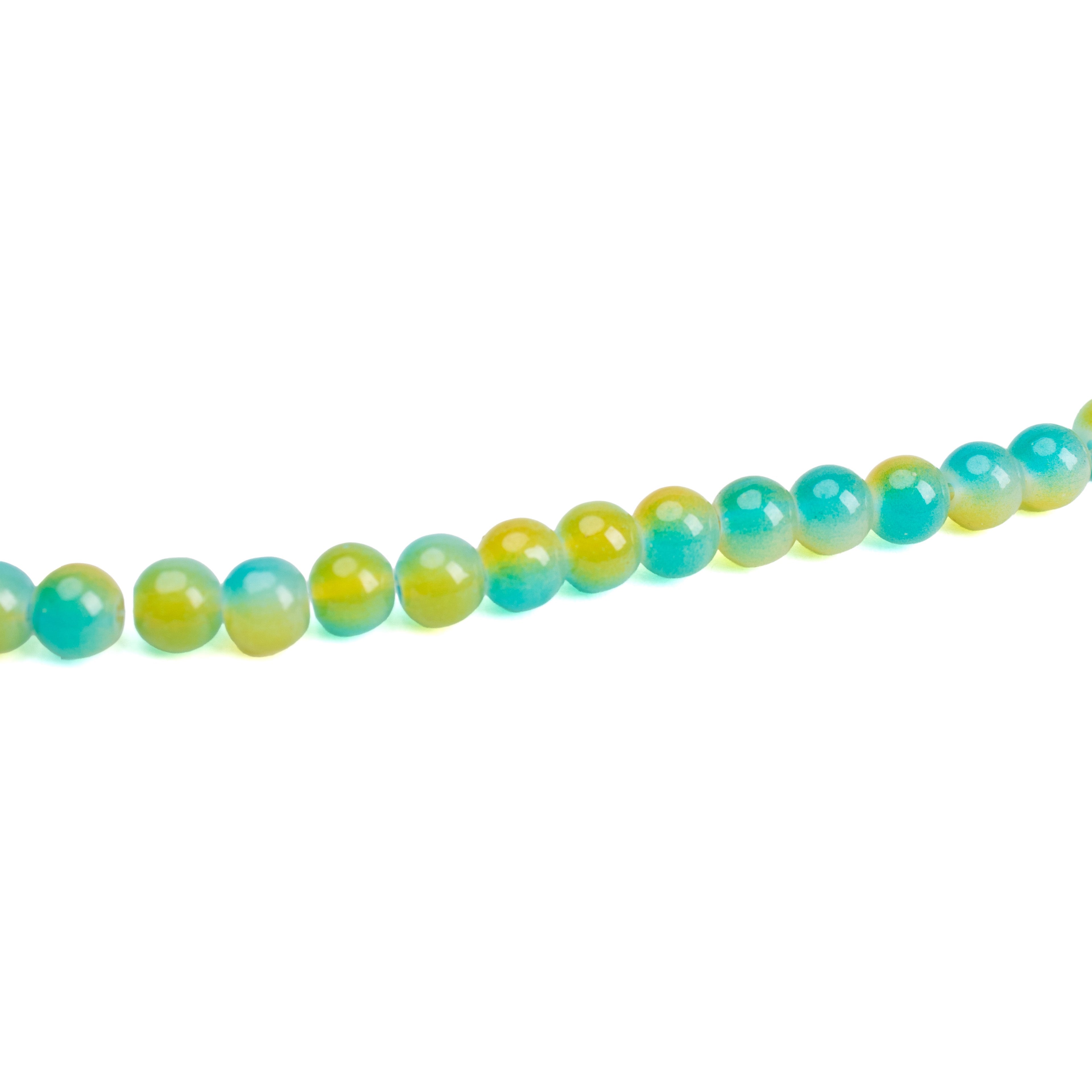 Glass Bead Round Dual Tone Citrus Green 8mm 35beads 1string