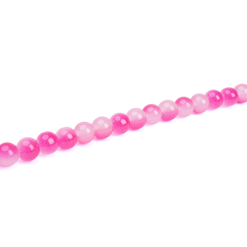 Glass Bead Round Dual Tone Rose Pink 8mm 35beads 1string