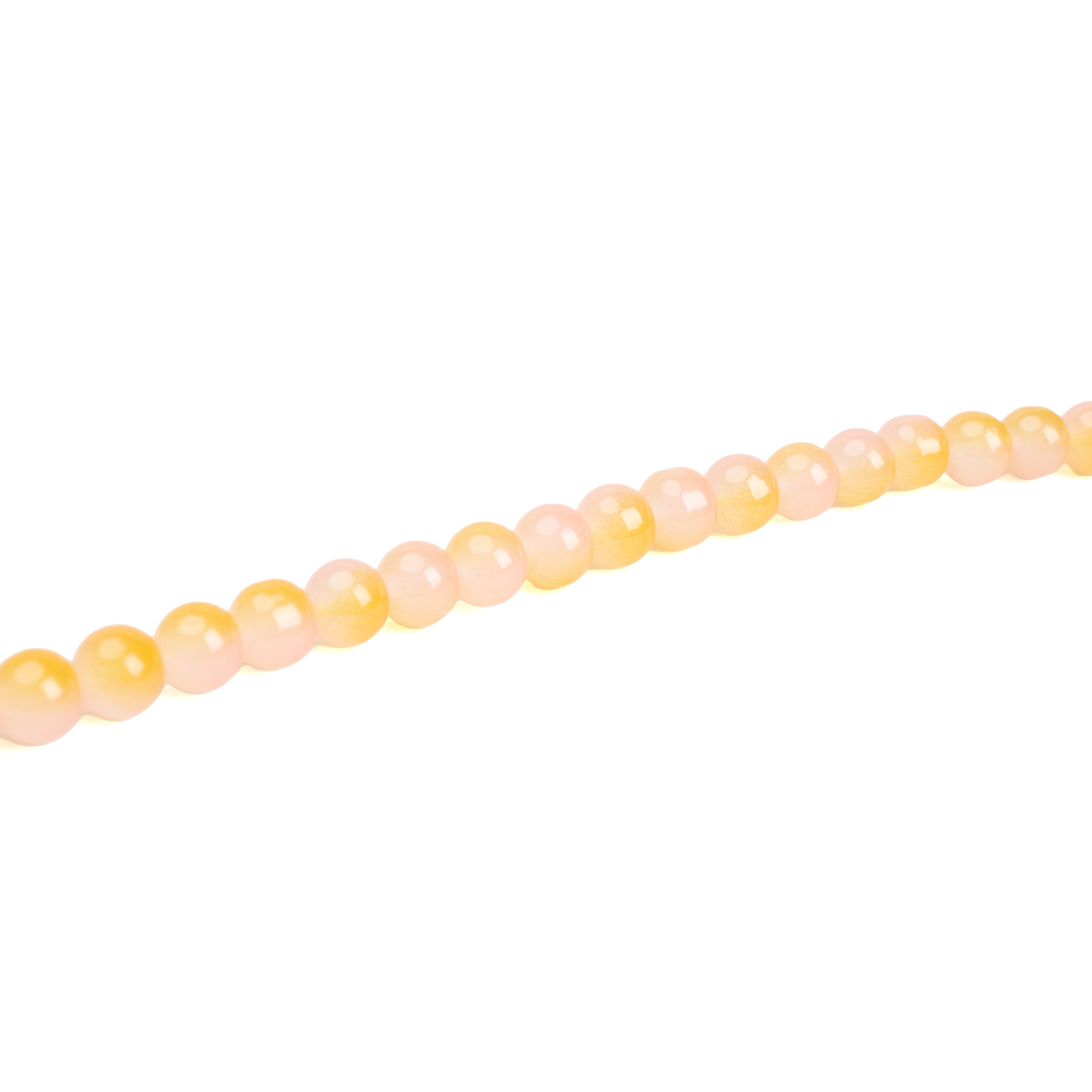 Glass Bead Round Dual Tone Pink & Yellow 8mm 35beads 1string