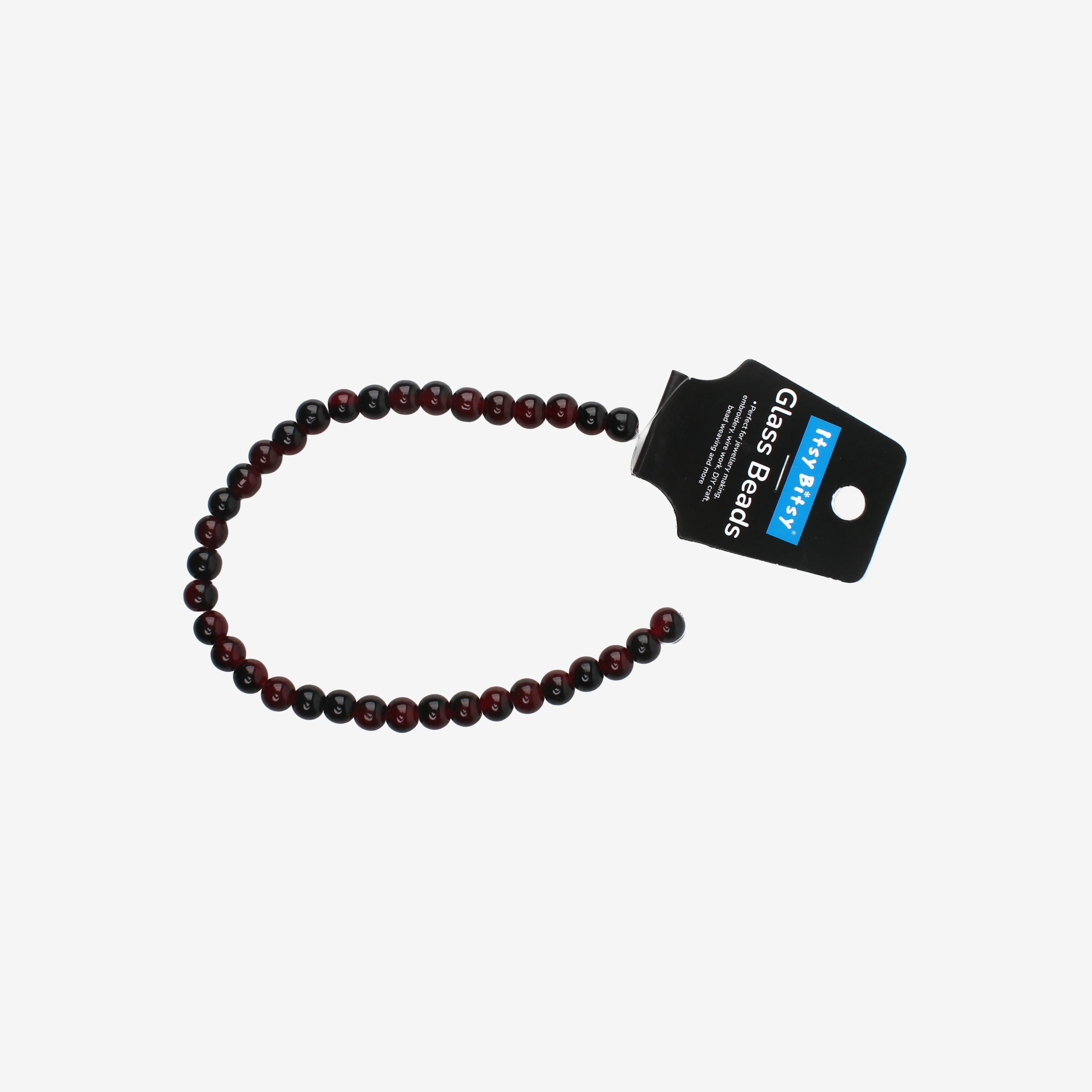 Glass Bead Round Dual Tone Maroon & Black 8mm 35beads 1string