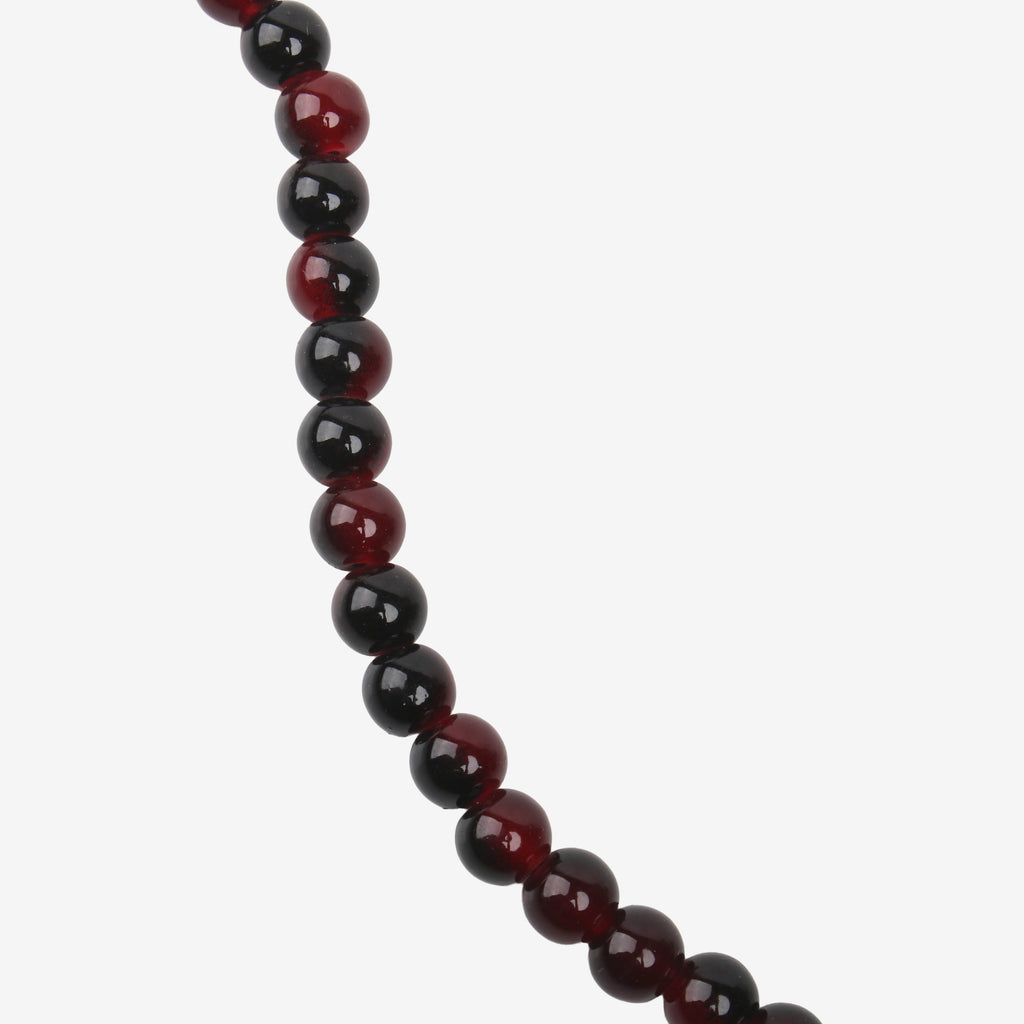 Glass Bead Round Dual Tone Maroon & Black 8mm 35beads 1string