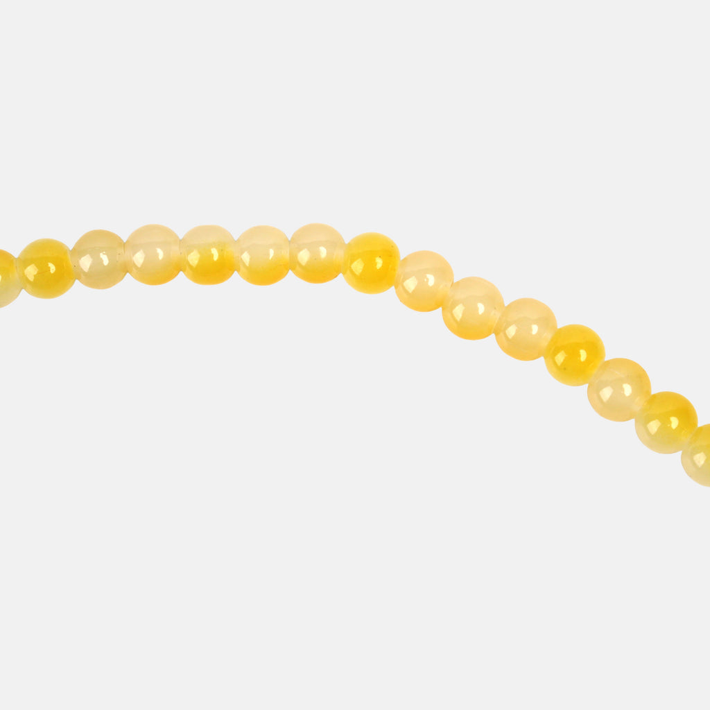 Glass Bead Round Dual Tone Lemon Yellow & Pale Yellow 8mm 35beads 1string