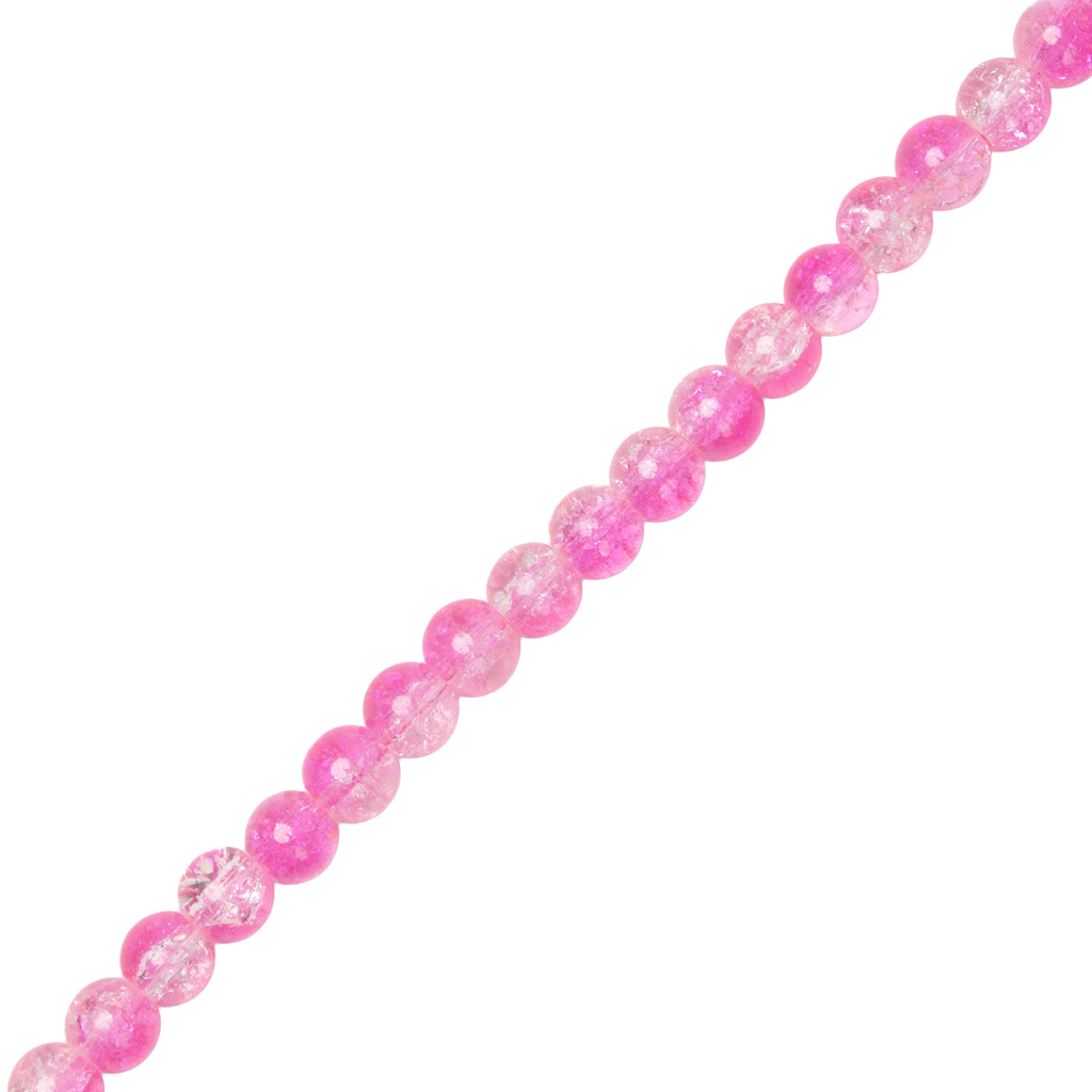 Glass Bead Round Dual Tone Bright Pink 8mm 35beads 1string