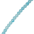 Glass Bead Round Dual Tone Aqua & Splash 8mm 35beads 1string