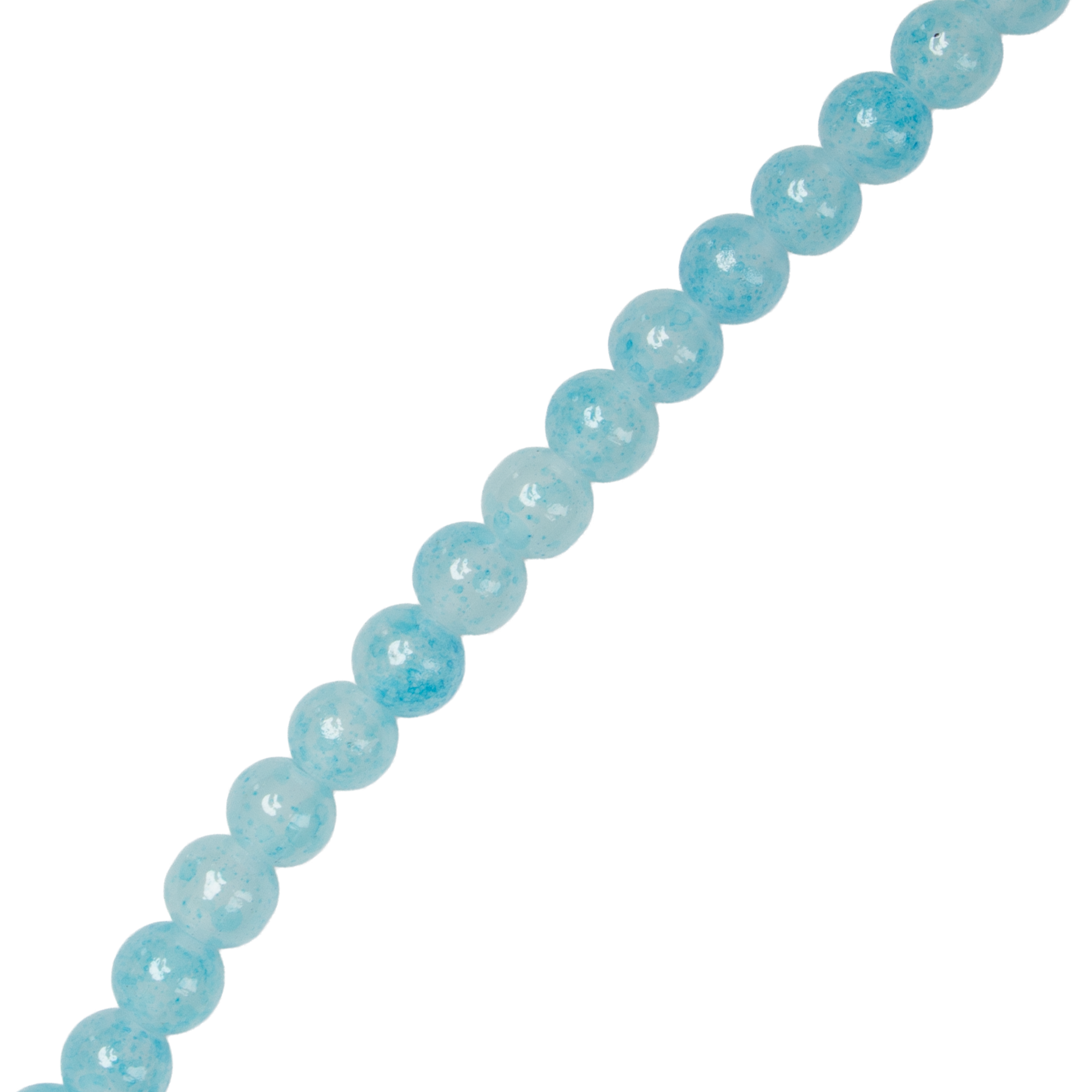 Glass Bead Round Dual Tone Aqua & Splash 8mm 35beads 1string