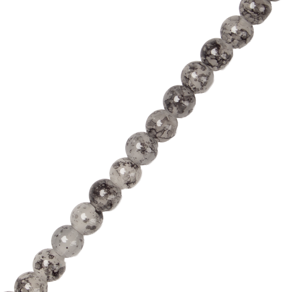 Glass Bead Round Dual Tone Pearl Grey 8mm 35beads 1string