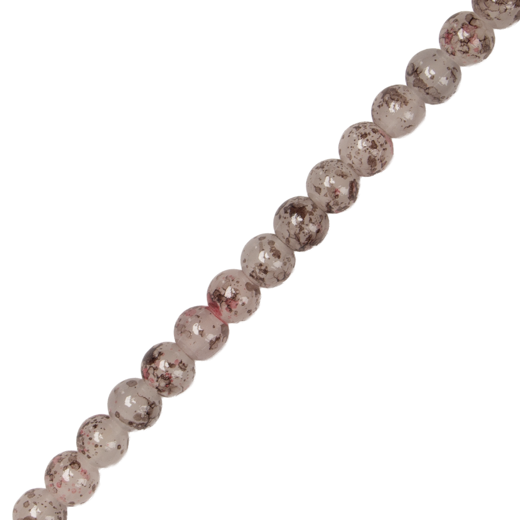 Glass Bead Round Dual Tone Plum Punch 8mm 35beads 1string