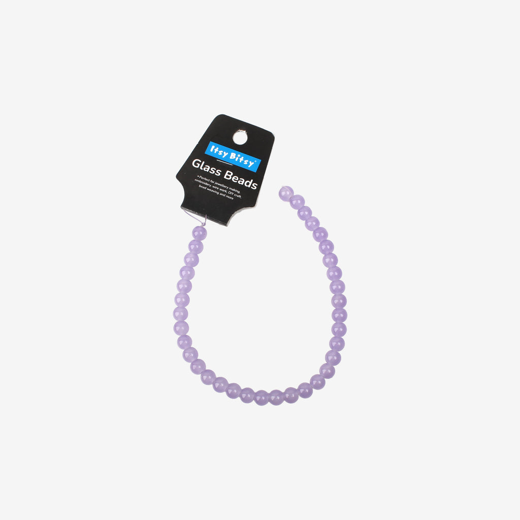 Glass Bead Round Purple 8mm 35beads 1string