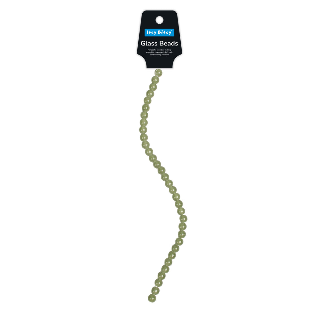 Glass Bead Round Fern Green 8mm 35beads 1string