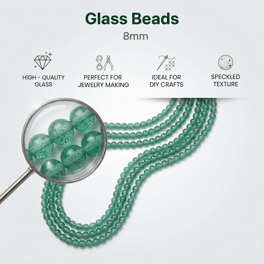 Glass Bead Round Dual Tone Emerald Green 8mm 35beads 1string