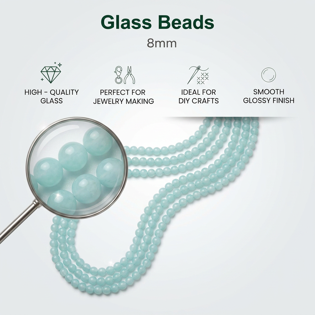 Glass Bead Round Mint Blue 8mm 35beads 1string