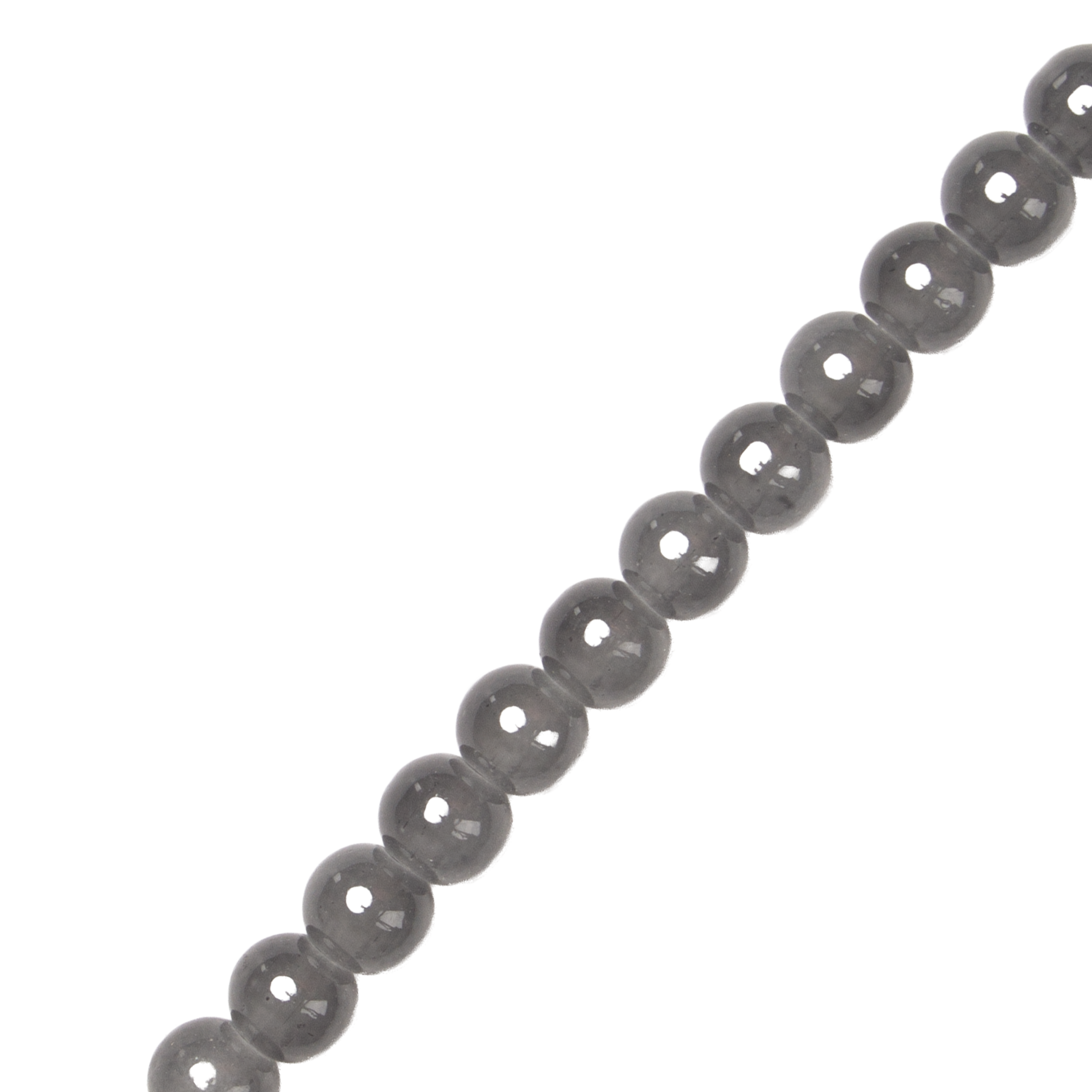 Glass Bead Round Dark Grey 8mm 35beads 1string
