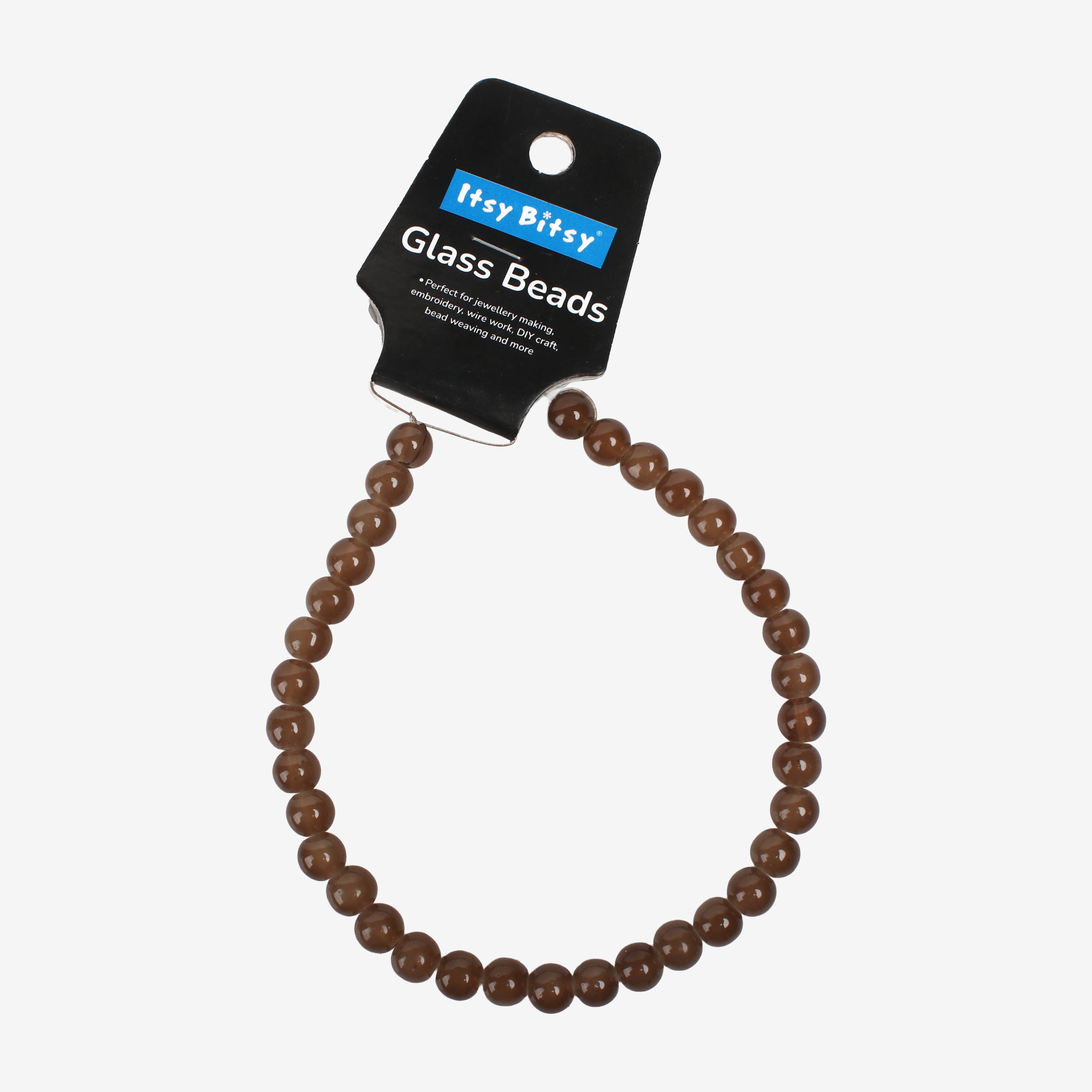 Glass Bead Round Brown 8mm 35beads 1string