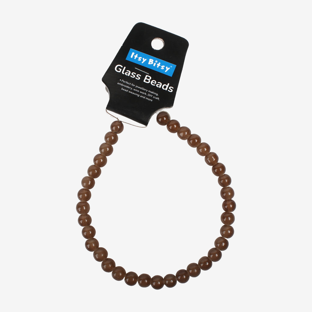 Glass Bead Round Brown 8mm 35beads 1string