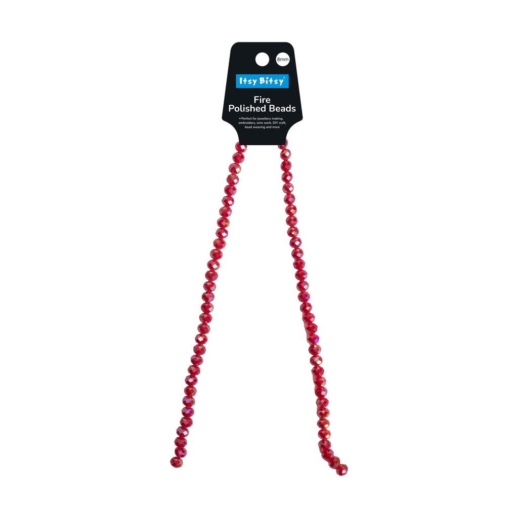 Fire Polished Beads Rainbow Crystal 8mm Dark Red 1 string