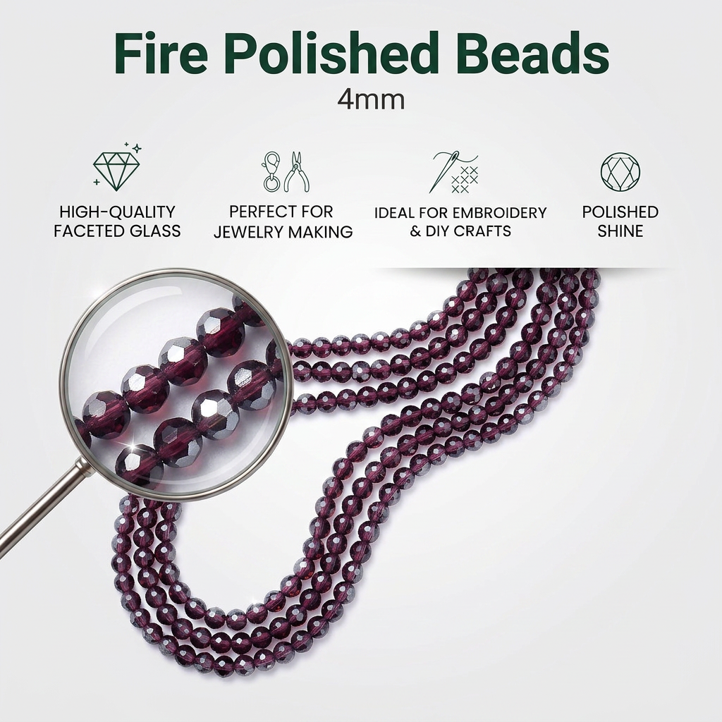 Fire Polished Beads Rainbow Crystal 4mm Crystal Amethyst 1 string