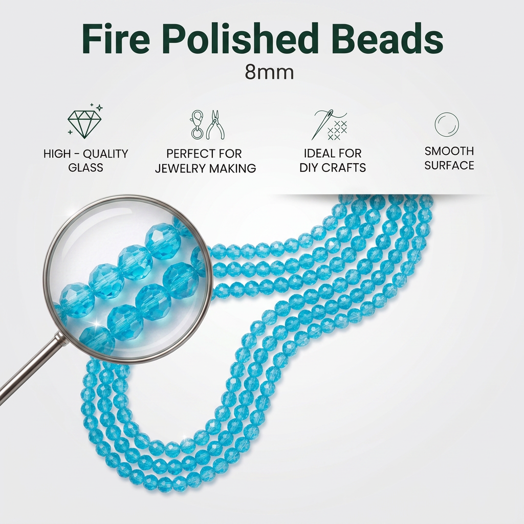 Fire Polished Beads Rainbow Crystal 8mm Aquamarine 1 string