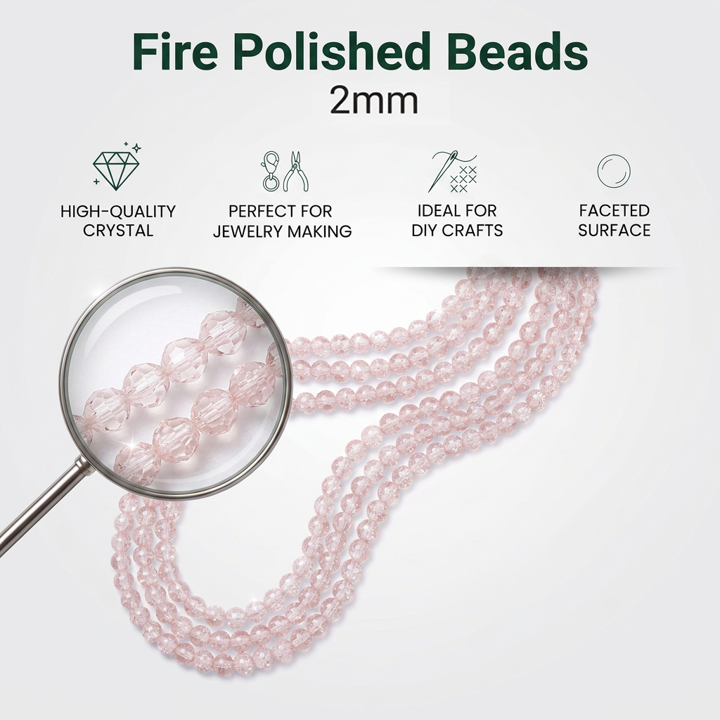 Fire Polished Beads Rainbow Crystal 2mm Pink Diamond 1 string