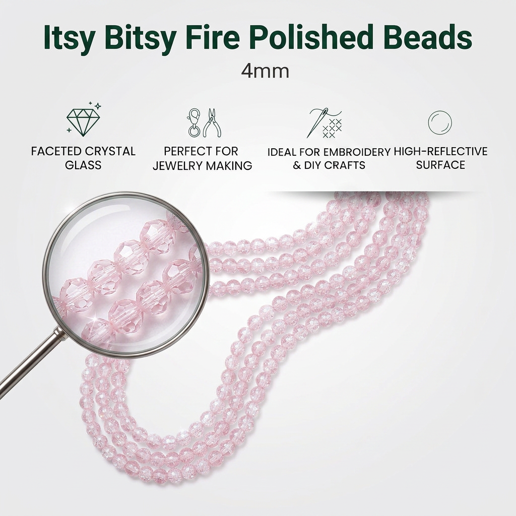 Fire Polished Beads Rainbow Crystal 4mm Pink Diamond 1 string