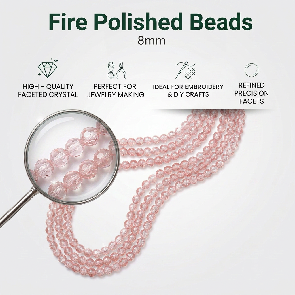 Fire Polished Beads Rainbow Crystal 8mm Pink Diamond 1 string