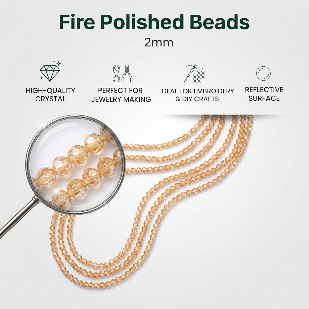 Fire Polished Beads Rainbow Crystal 2mm Champagne 1 string