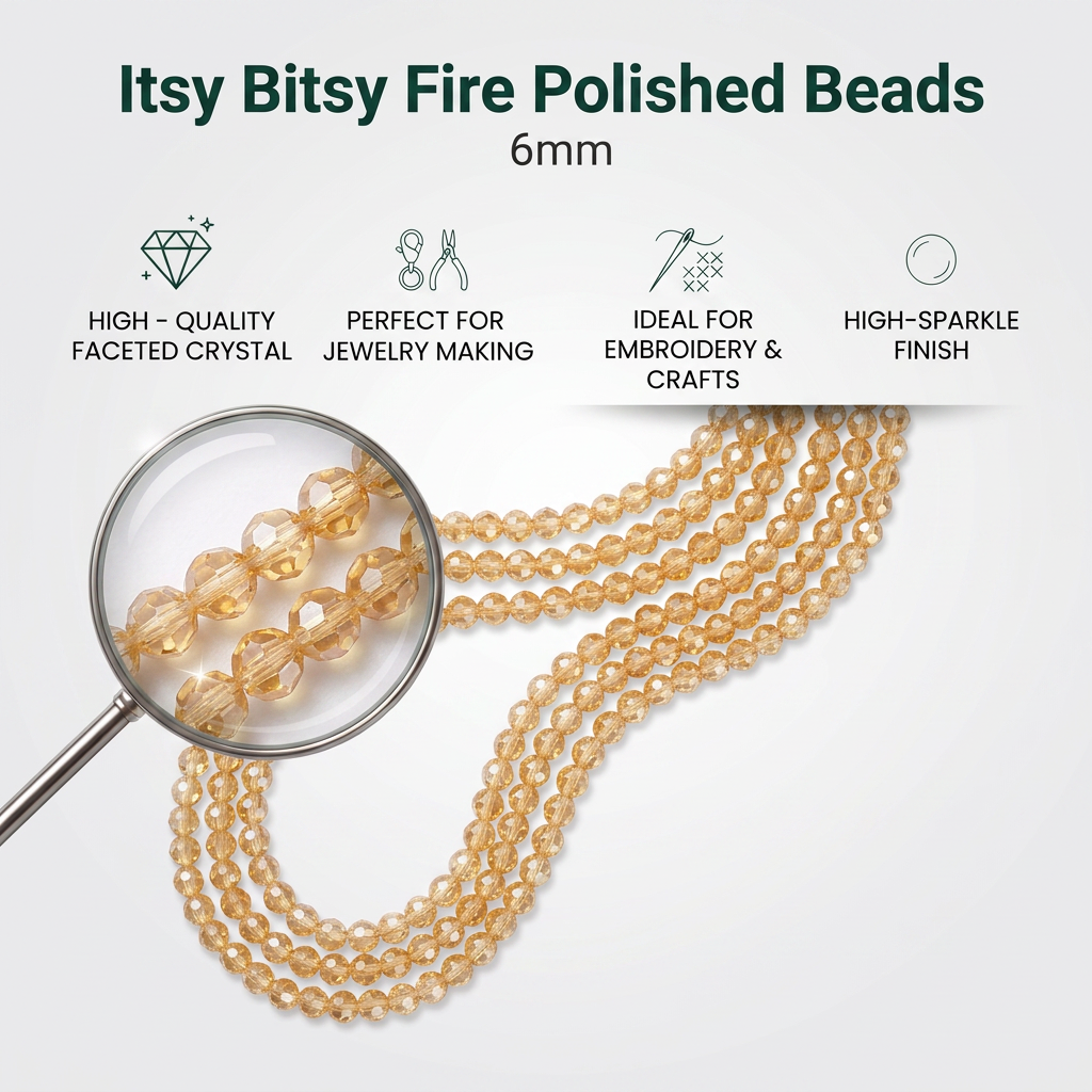Fire Polished Beads Rainbow Crystal 6mm Champagne 1 string
