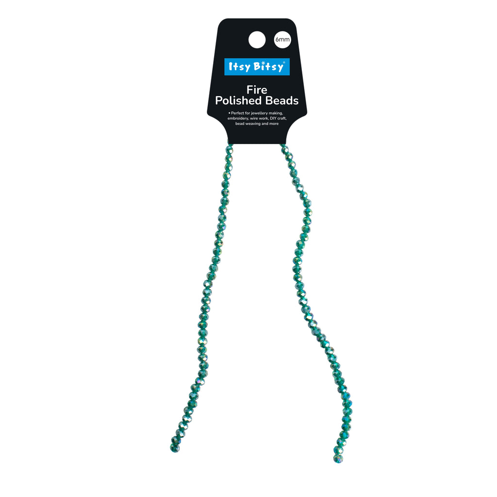 Fire Polished Beads Rainbow Crystal 6mm Teal 1 string