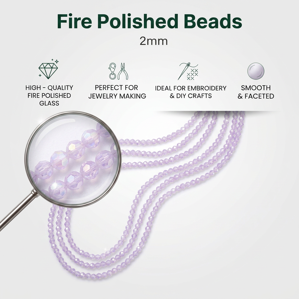 Fire Polished Beads Opaque Crystal 2mm Rose Crystal 1 string