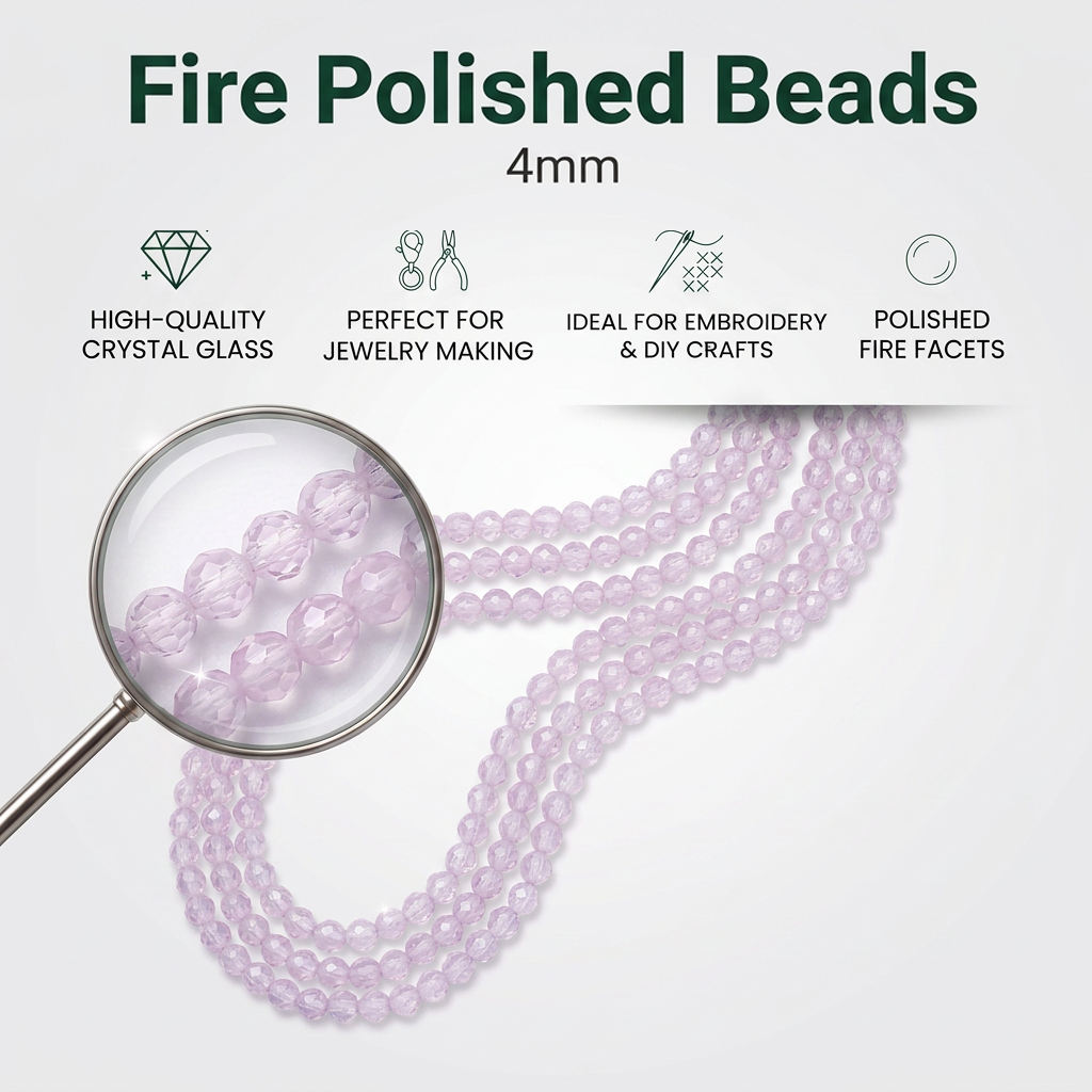 Fire Polished Beads Opaque Crystal 4mm Rose Crystal 1 string