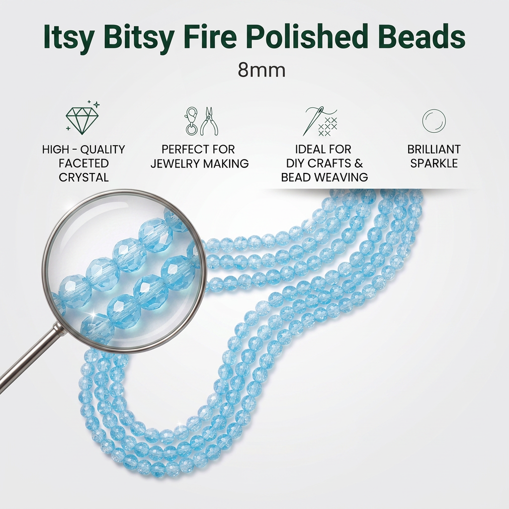 Fire Polished Beads Opaque Crystal 8mm Turquoise 1 string