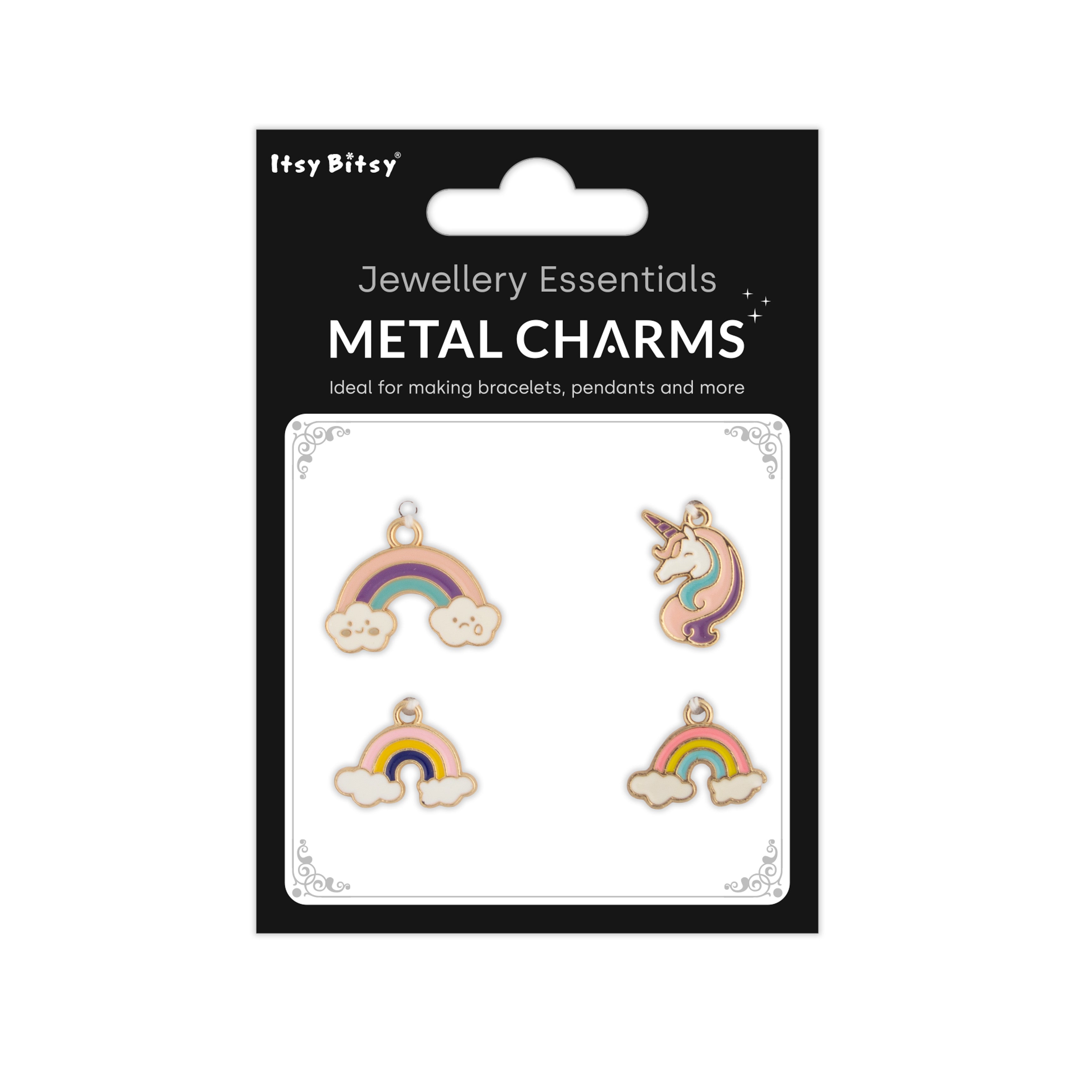 Enamel Metal Charms Rainbow Unicorn 4pc