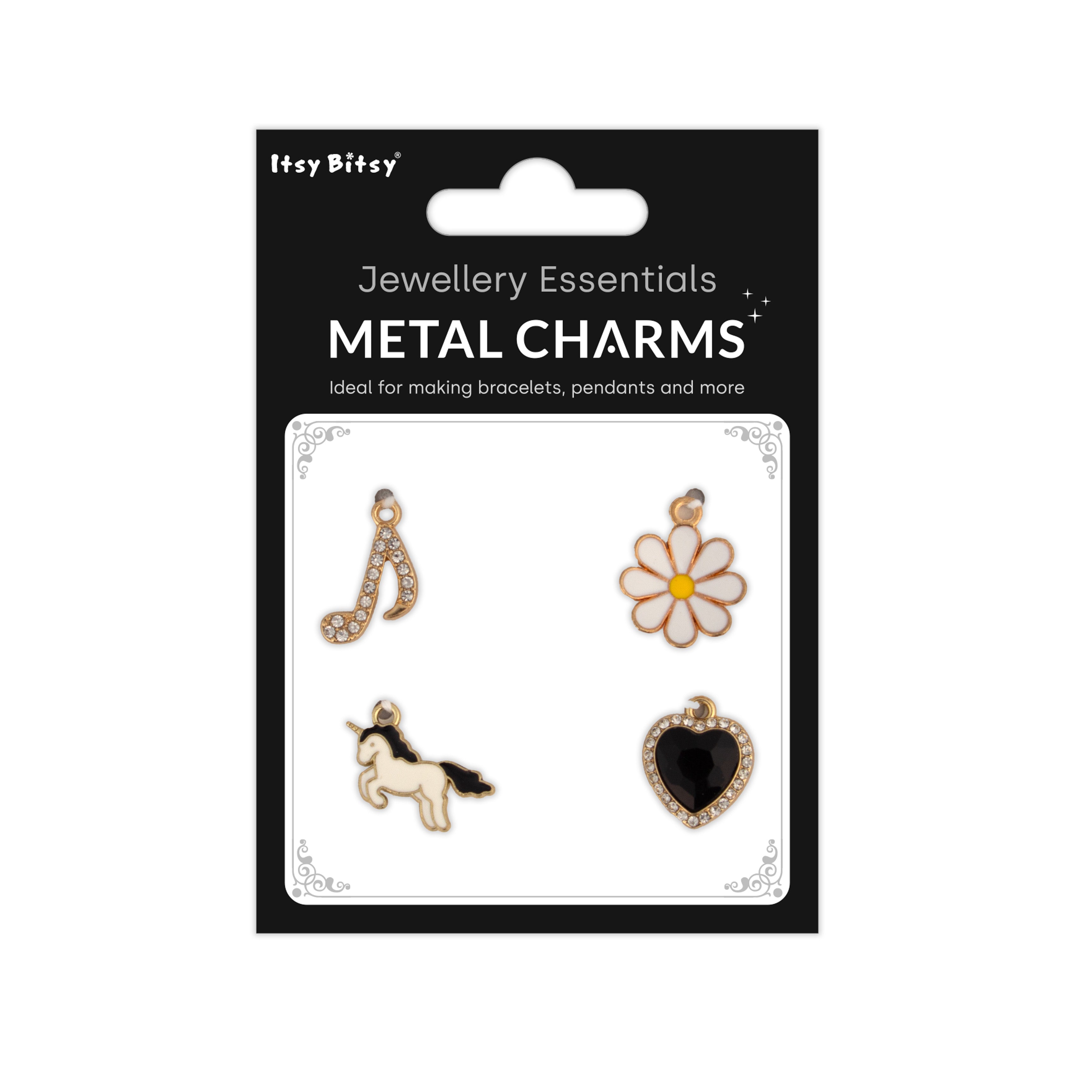 Metal Charms Unicorn Melody 4pc