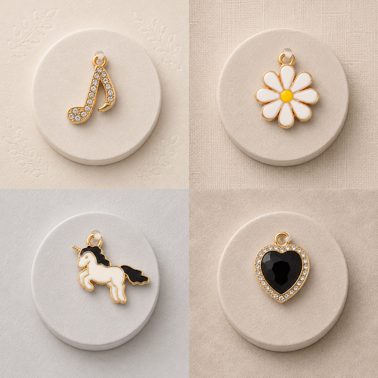Metal Charms Unicorn Melody 4pc