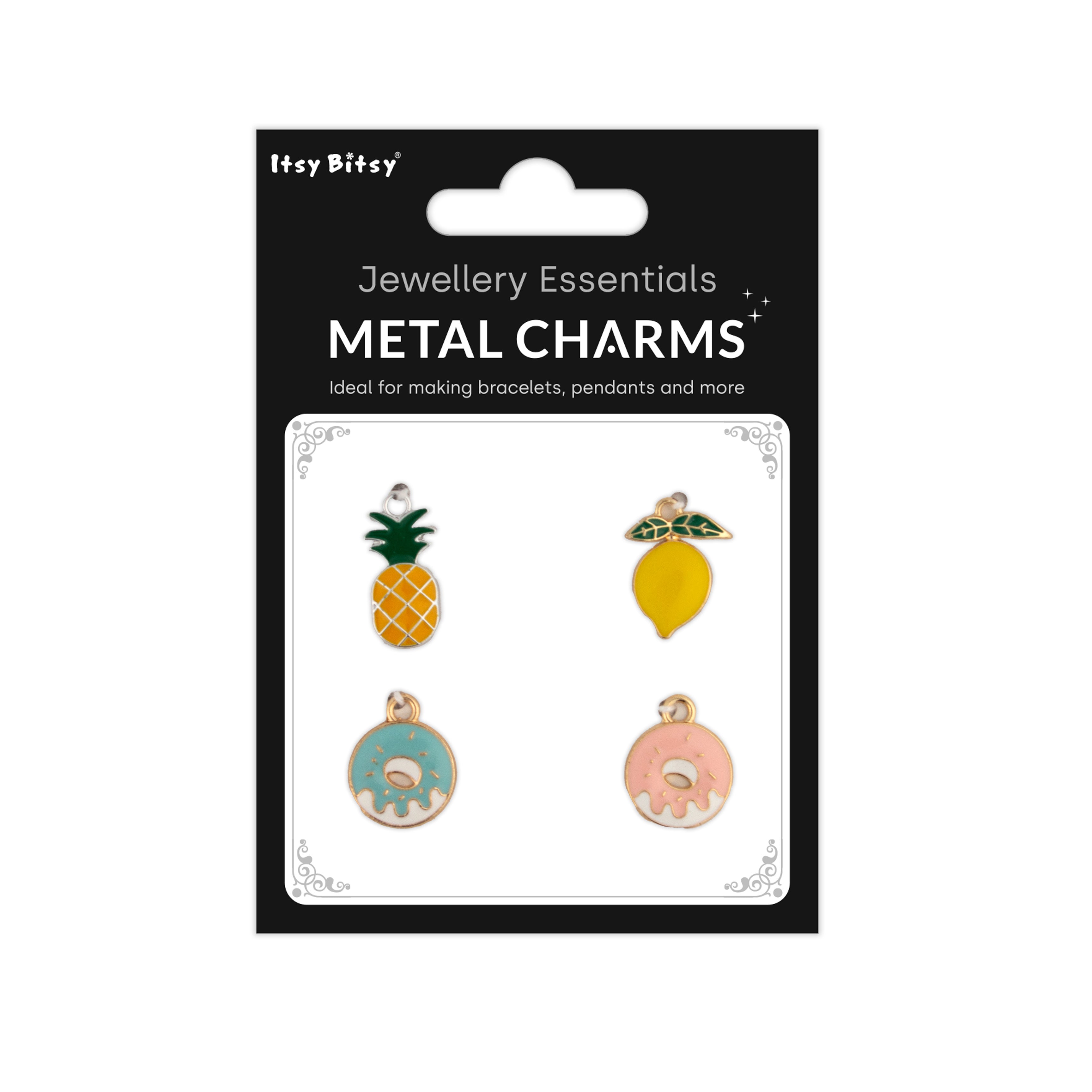 Metal Charms Fruity Donut 4pc
