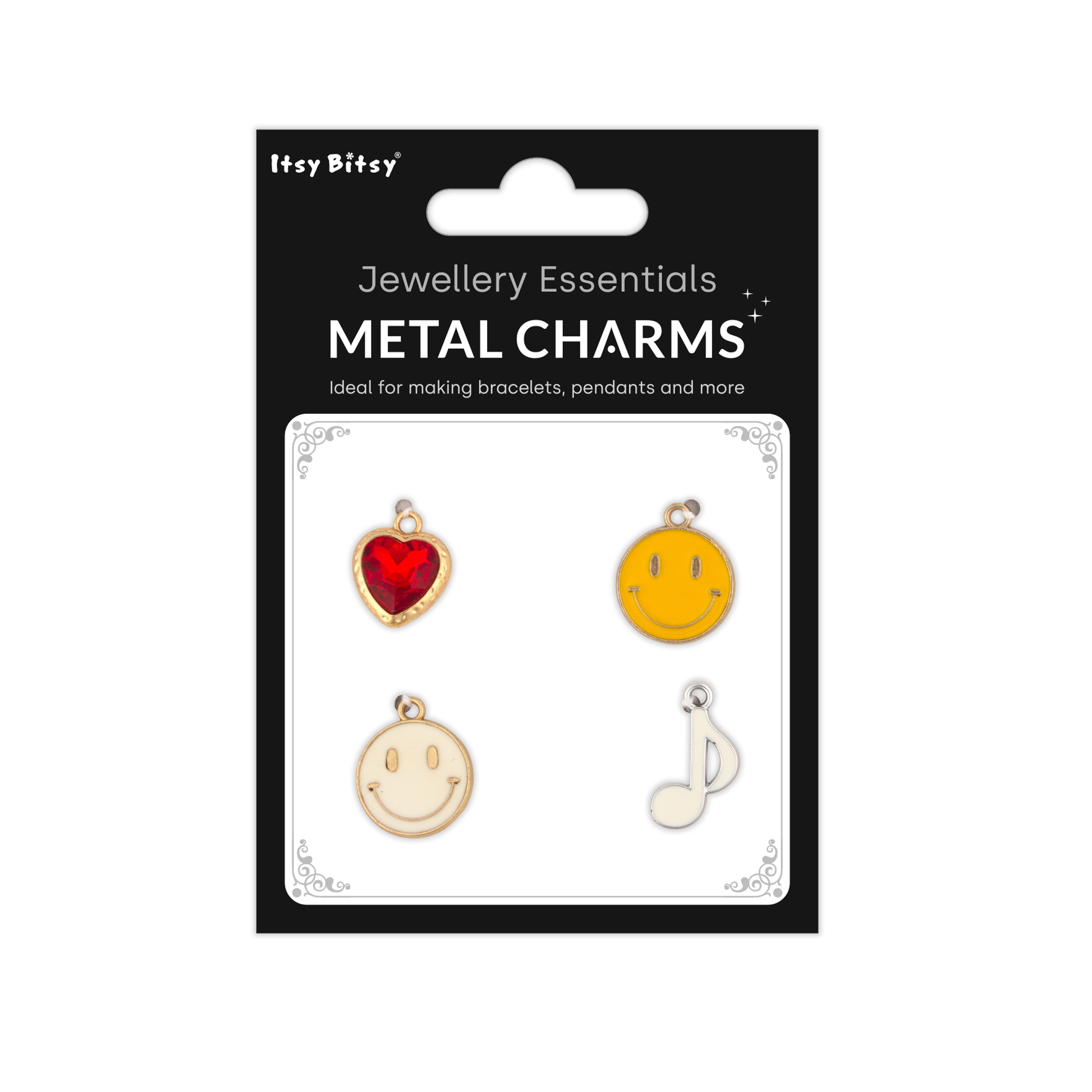 Metal Charms Smile Please 4pc