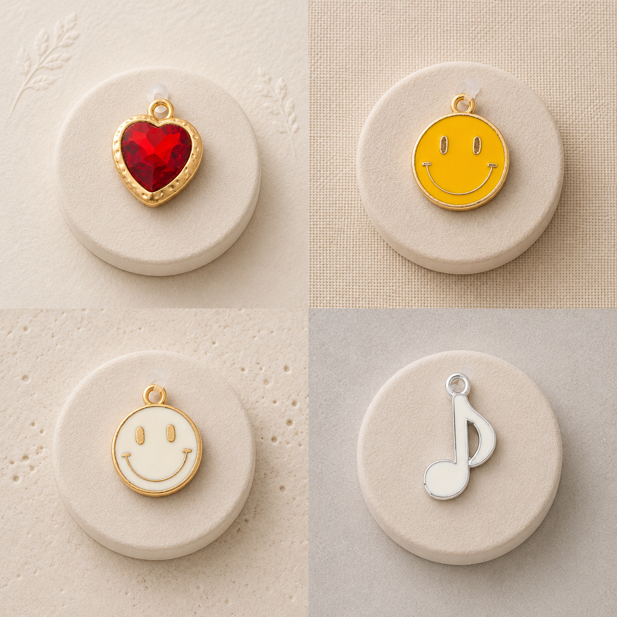 Metal Charms Smile Please 4pc
