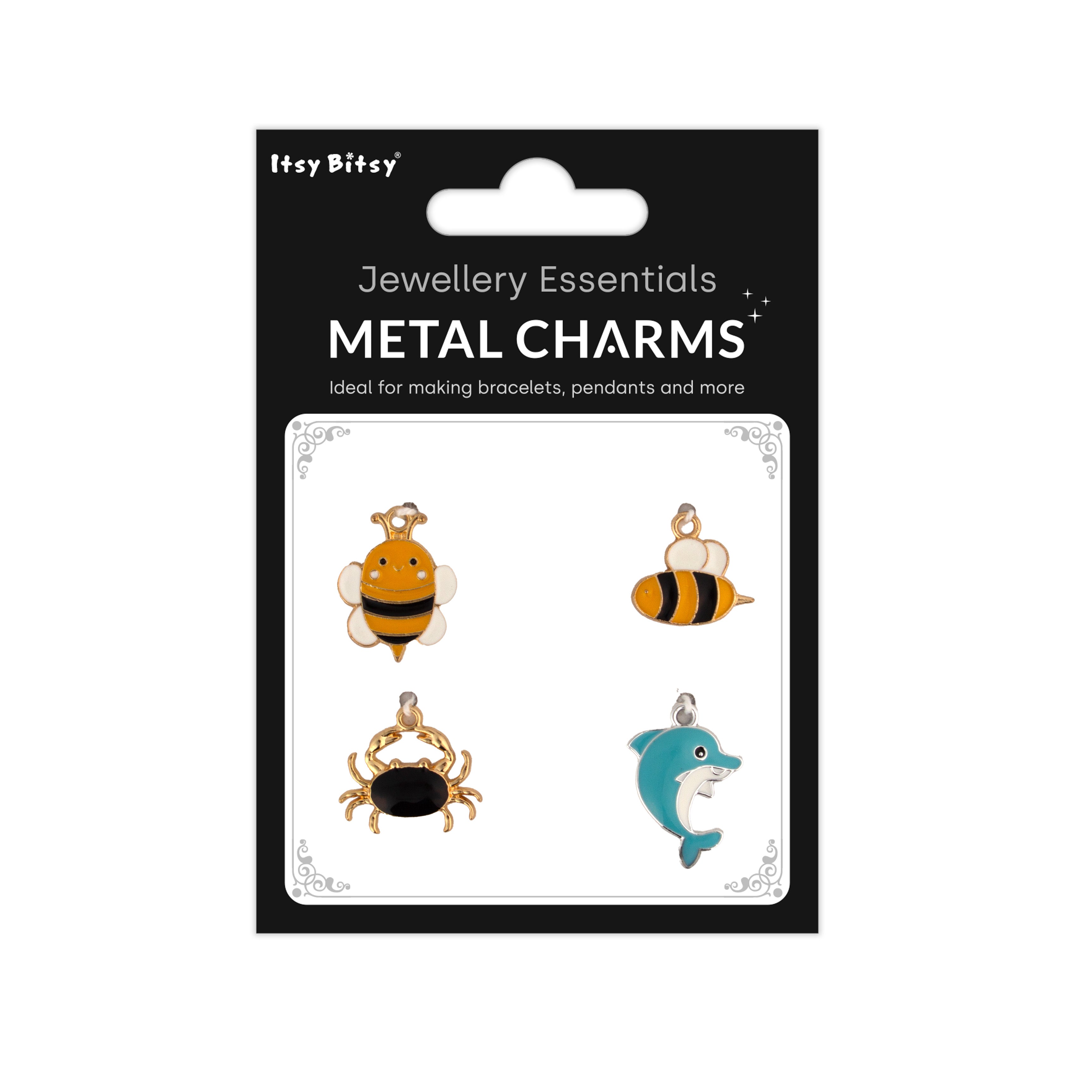 Metal Charms Sea Bee 4pc