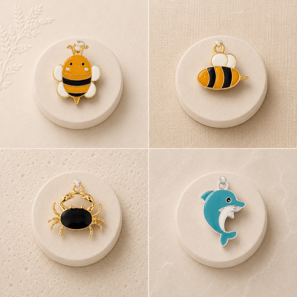 Metal Charms Sea Bee 4pc