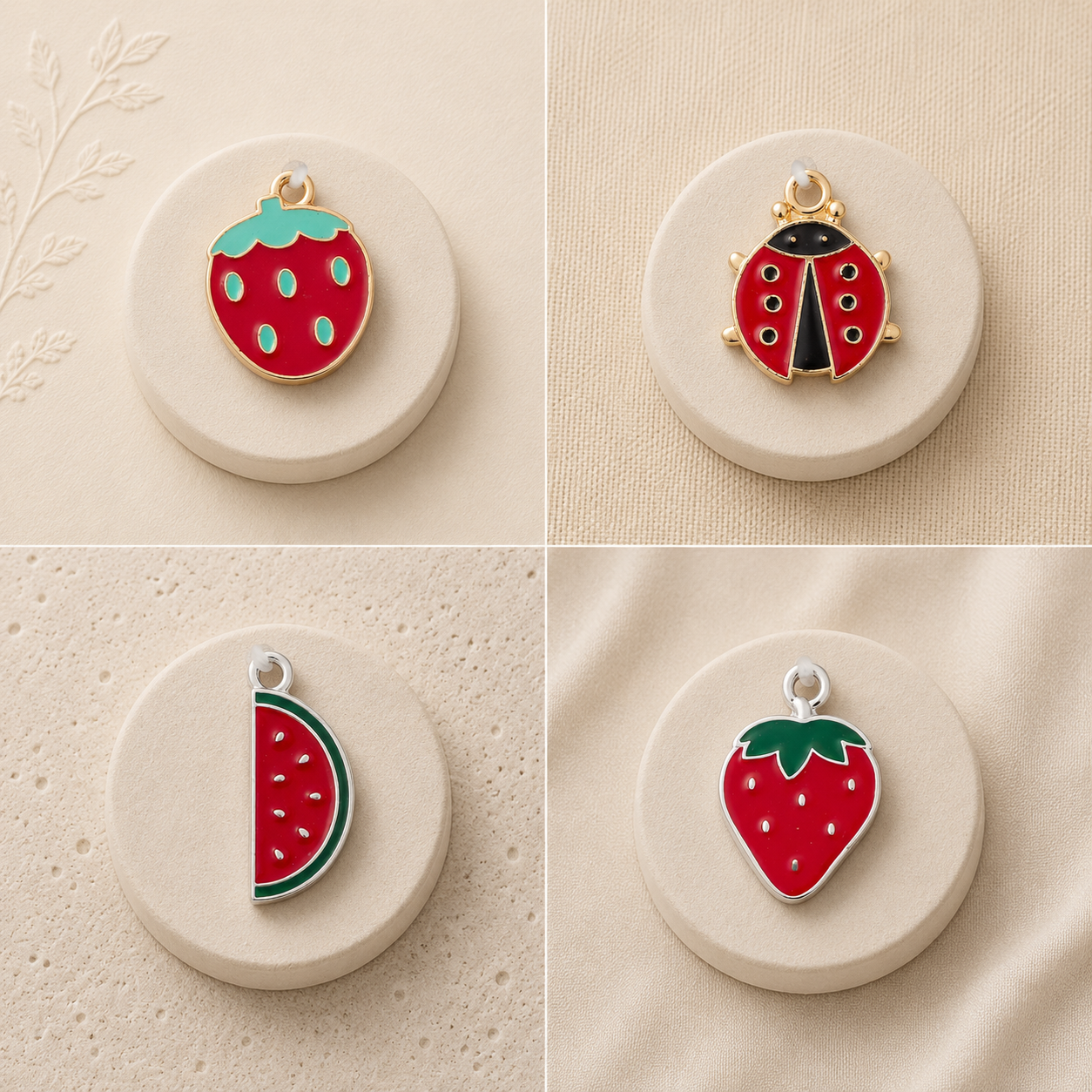 Metal Charms Fruit Bug 4pc