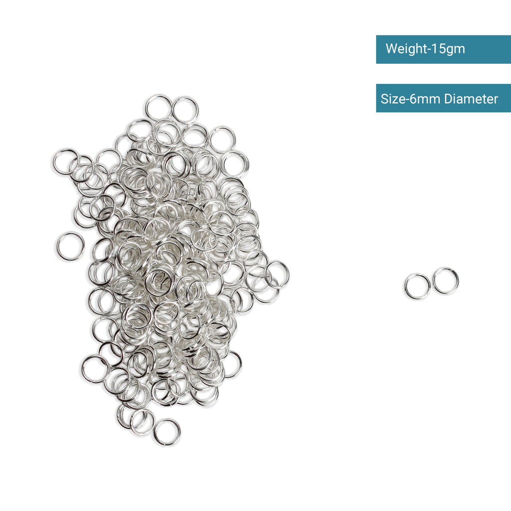 Jewellery Findings Jump Ring Open Silver 6mm 15gm