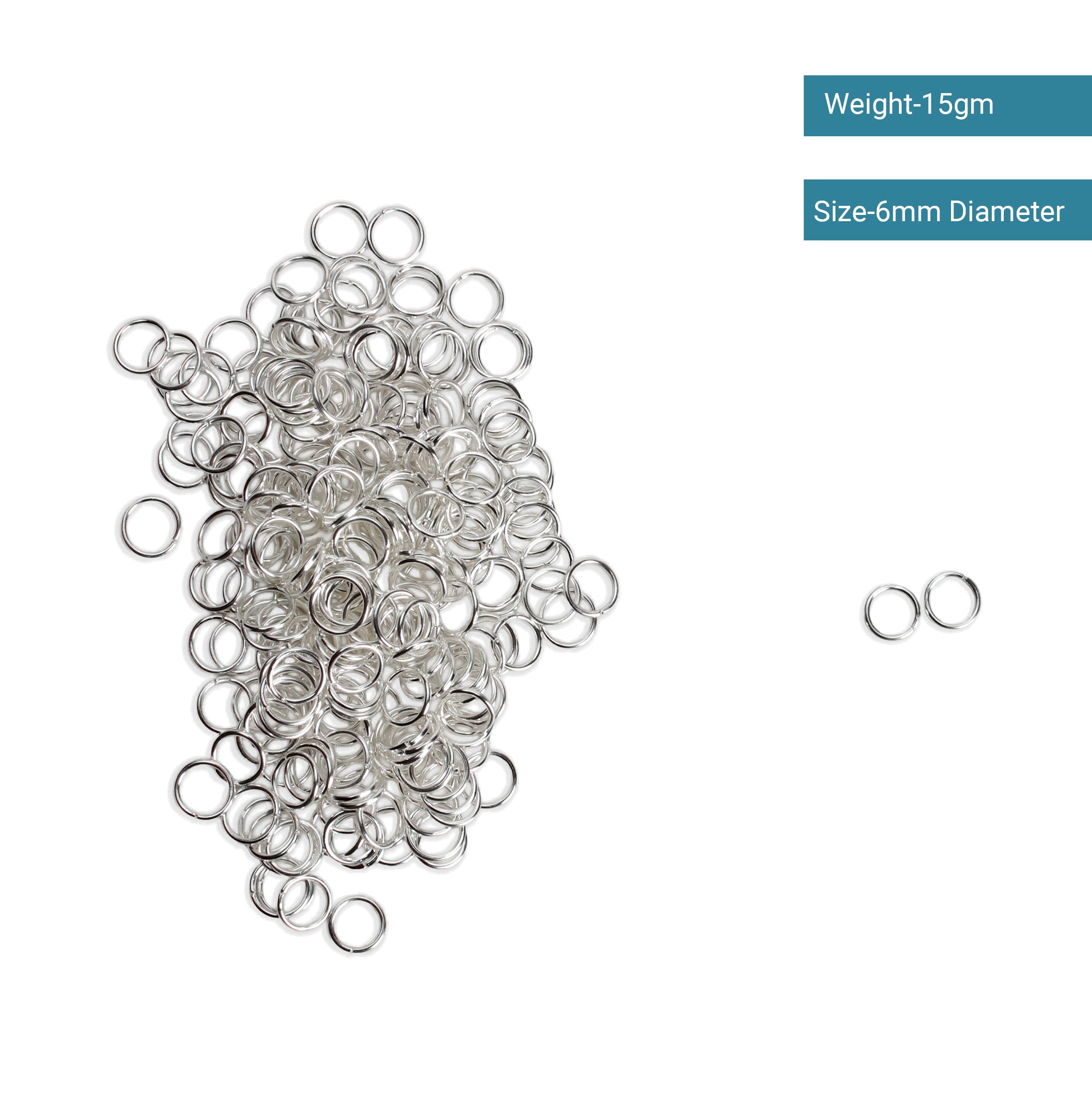 Jewellery Findings Jump Ring Open Silver 6mm 15gm